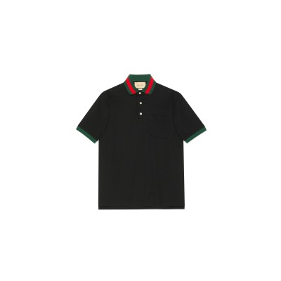 GUCCI COTTON PIQUET POLO WITH WEB COLLAR 701735